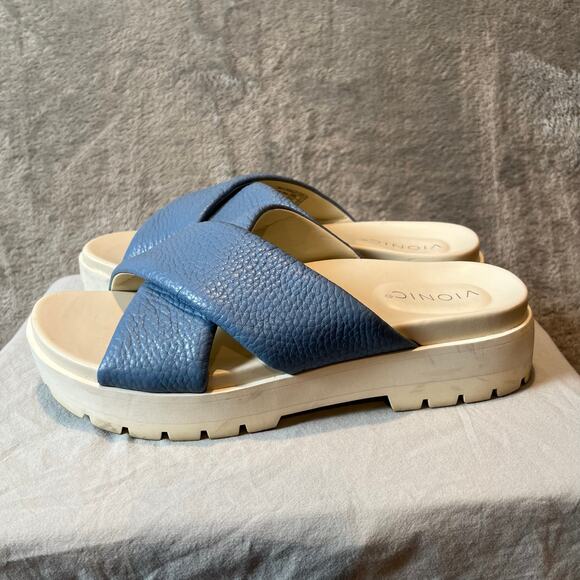 Vionic Vesta Women's Slide Comfort Sandals Blue Size‎ 8.5 Chunky Platform - Picture 1 of 6